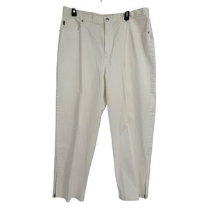Lauren Jeans Co Ralph Lauren White Pants Womens Size 18W Tapered Leg W/ Zip Hems